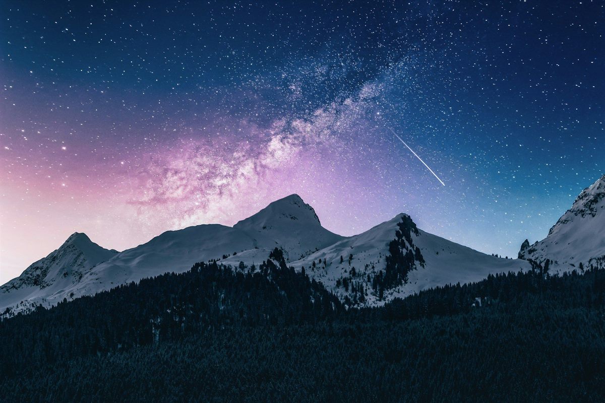 The night sky above the roof terrace